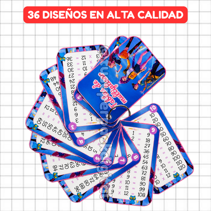 KIT TABLAS DE MULTIPLICAR DEL 2 AL 10 - 36 DISEÑOS